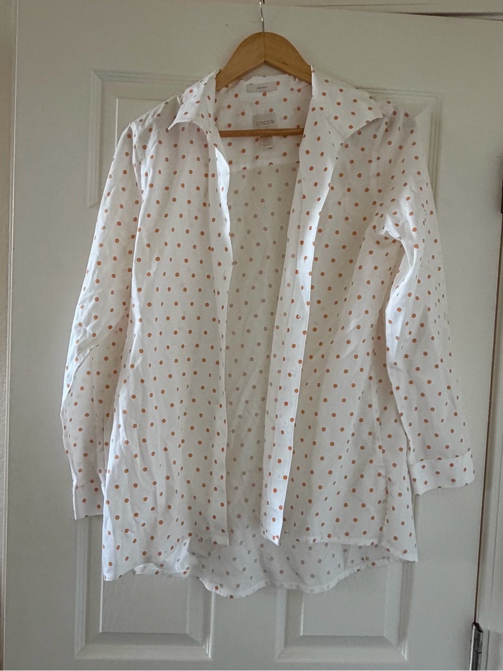 White  Shirt with Orange Polka Dots